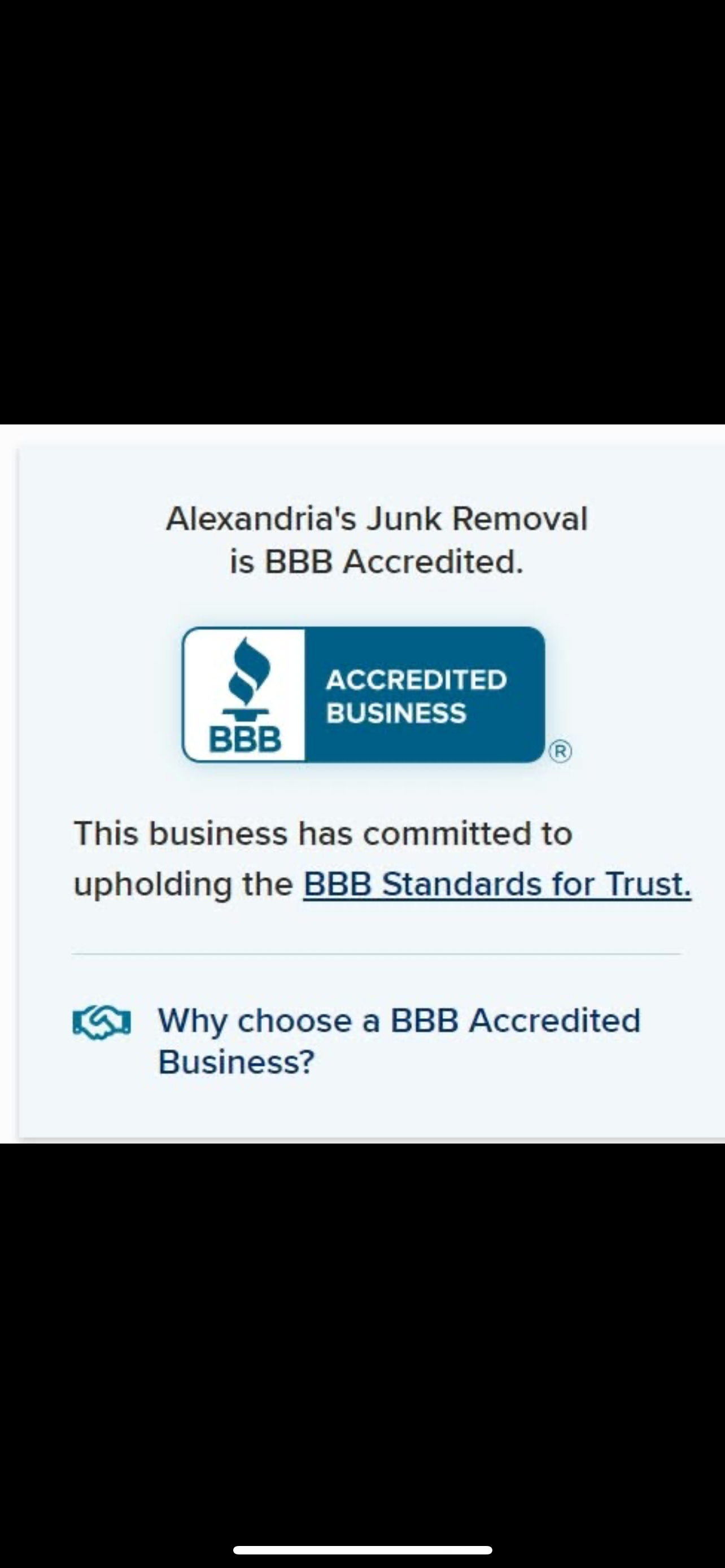 BBB Accredited Business — Alexandria's Junk Removal